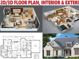 Architectural 2d And 3d Floor Plan With