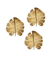 3 Gold Metal Leaves Wall Decor