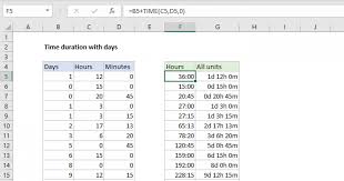 time duration with days excel formula