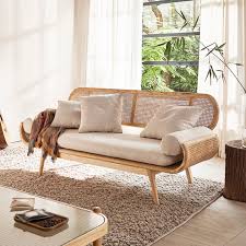 anese style solid wood rattan sofa