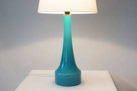 Rare Tall Blue Glass Table Lamp By