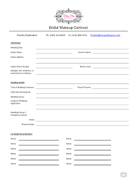 bridal hair and makeup contract