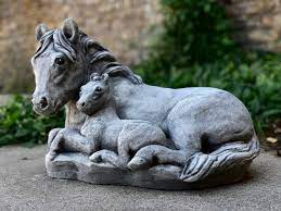 Wild Horse Family Statue Concrete Horse