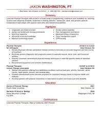 Physical Therapist Resume Template Gse Bookbinder Co