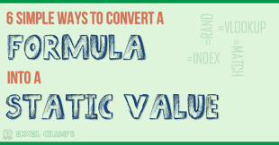 convert a formula to value in excel