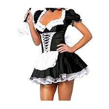 Jj Gogo French Maid Costume Sexy Black Satin New Boutique