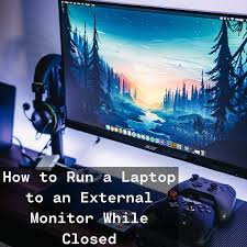 external monitor with a closed laptop