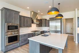gray washed kitchen cabinets design