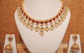 pearl necklace set designs in gold
