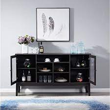 Black Accent Storage Cabinet With Glass
