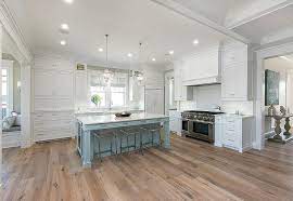 white cabinets with powder blue kitchen