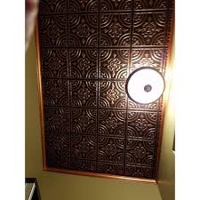 wrought iron 2 ft x 2 ft glue up pvc ceiling tile in antique copper