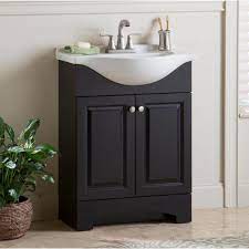 Use our vanity configuration tool to choose between styles and pick the vanity that is right for you. Glacier Bay Chelsea 26 In W X 36 In H X 18 In D Bathroom Vanity In Charcoal With Porcelain Vanity Top In White With White Sink Ch24p2 Cl The Home Depot
