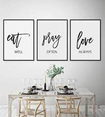Eat Pray Love Printkitchen Wall Artset