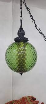 Green Swag Lamp Plug In Wall Boho