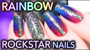 rainbow rockstar nails using superchic