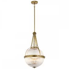 Easy diy orb hanging light pendant diy hanging light. Holophane Glass Globe Ceiling Pendant On A Natural Brass Frame
