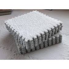 sx 11 8 in x 11 8 in x 0 4 in white fluffy plush interlocking foam floor mat soft anti slip and anti fall 16 pack