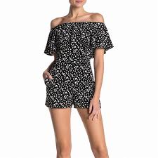 Details About Love Ady Womens Romper Black Size Small S Polka Dot Off Shoulder 98 441