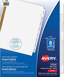 Staples 8 tab template download : Amazon Com Avery 8 Tab Binder Dividers Insertable Clear Big Tabs 1 Set 11124 Binder Index Dividers Office Products