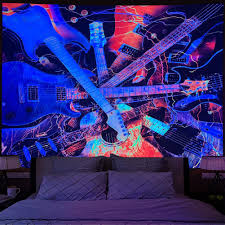 guitar fluorescent tapestry wall home