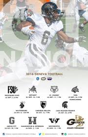 This college football tv schedule is manually compiled from media sources, college websites, and a satellite program guide. Geneva Announces 2016 Football Schedule Geneva College A Christian College In Pennsylvania Pa