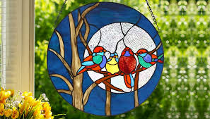 Circular Stained Glass Hanging Window
