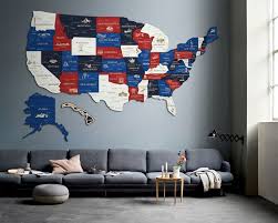 3d Usa Flag Map Wooden Map With Famous