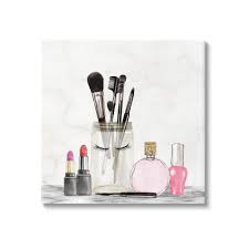 stupell industries trendy makeup brushes polished fashion cosmetics graphic art gallery wrapped canvas print wall art design by kim allen
