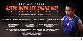 Dato' lee chong wei (born 21 october 1982 in bagan serai, perak) is a malaysian chinese professional badminton player. Chong Wei Pegang Ranking No 1 Dunia Selama 9 Tahun Ramai Bersedih Dengan Persaraan Legenda Sukan Negara Lobak Merah