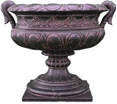 Cast Stone Urn With Handles In Aged
