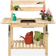 Wooden Potting Bench Table