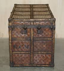 Riveted Leather Steamer Travel Trunk