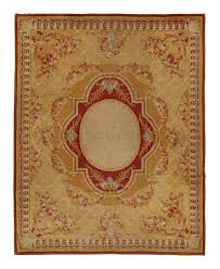 antique savonnerie rug in gold red