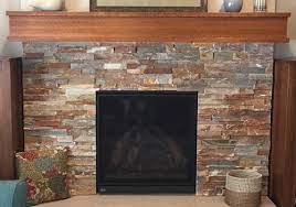 Stone Tile Mantel Fireplace