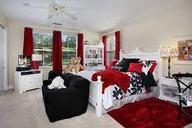 red bedroom decor white