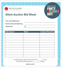 Silent Auction Bid Sheet Free Format Template Bidding Sheets