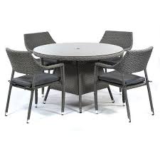 Oasis Rattan Round Glass Table And 4