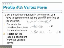 4 2 Quadratic Functions In Vertex Form