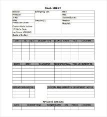 Call Sheet Template 25 Free Word Pdf Documents Download