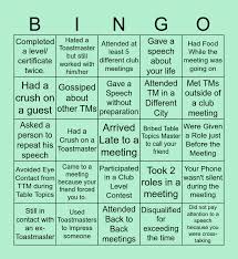 are you a toastmaster bingo card