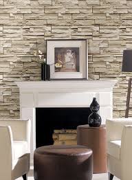 Stone Wallpaper Stacked Brick Tan