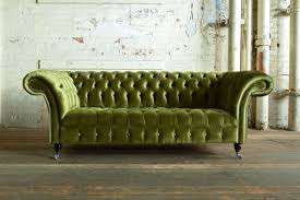 British Handmade Green Velvet 3 Seater