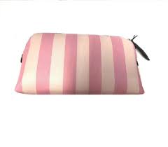 pink striped travel cosmetic makeup bag