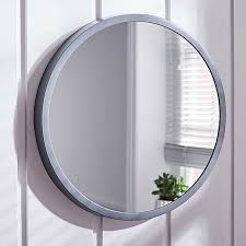 Bathroom mirrors usually come in round/circular shapes, square/rectangular shapes, and irregular, geometric shapes. Elements Round Wall Mirror 56cm Grey Dunelm