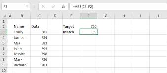 closest match in excel in easy steps