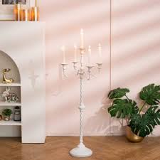 5 arm white floor stand candelabra for