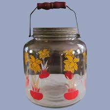Pantry Storage Jar Daffodils In Red