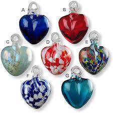 Mexican Handblown Glass Heart Ornaments