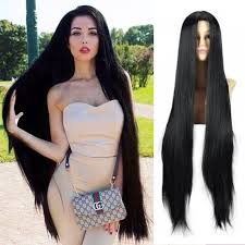 Black hair is most popular hair color for girls all over the world. Buy Women S Long Straight Wig High Temperature Synthetic Fiber Black Hair Extensions Wig At Jolly Chic